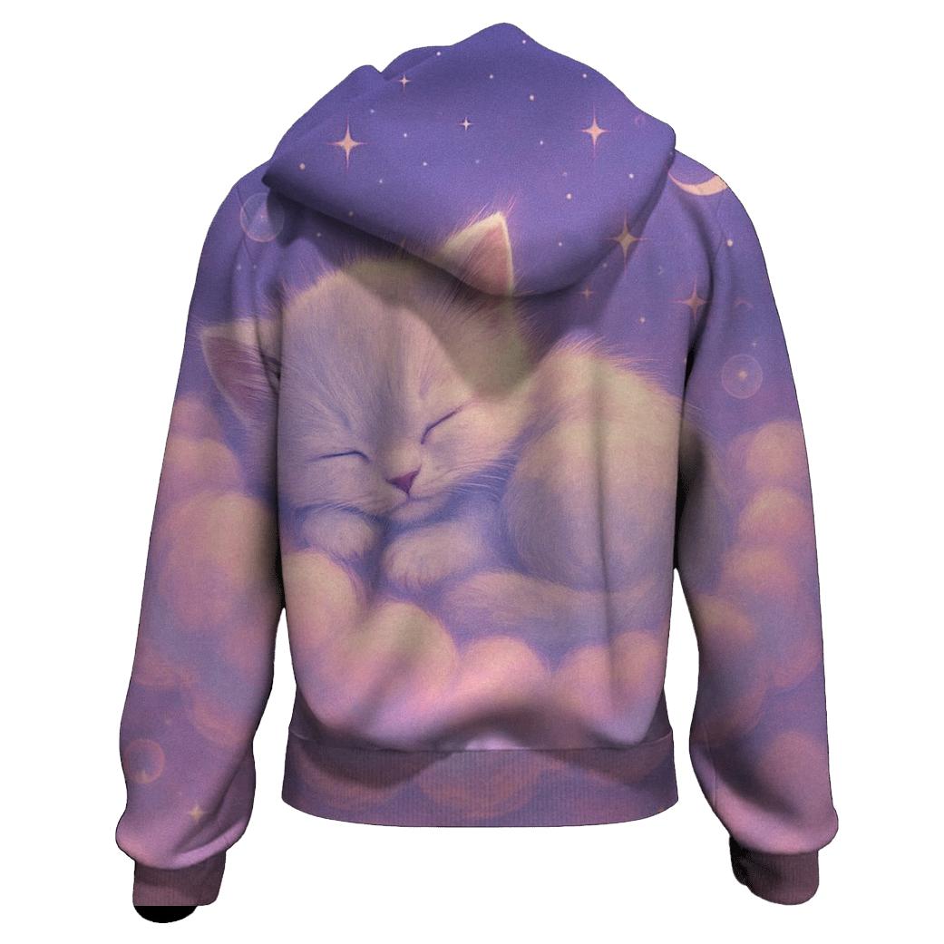 Starlit Cloud Cradle Cat zip-up hoodies