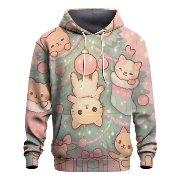 Kawaii Christmas Cat Tree Takeover lightweight hoodies