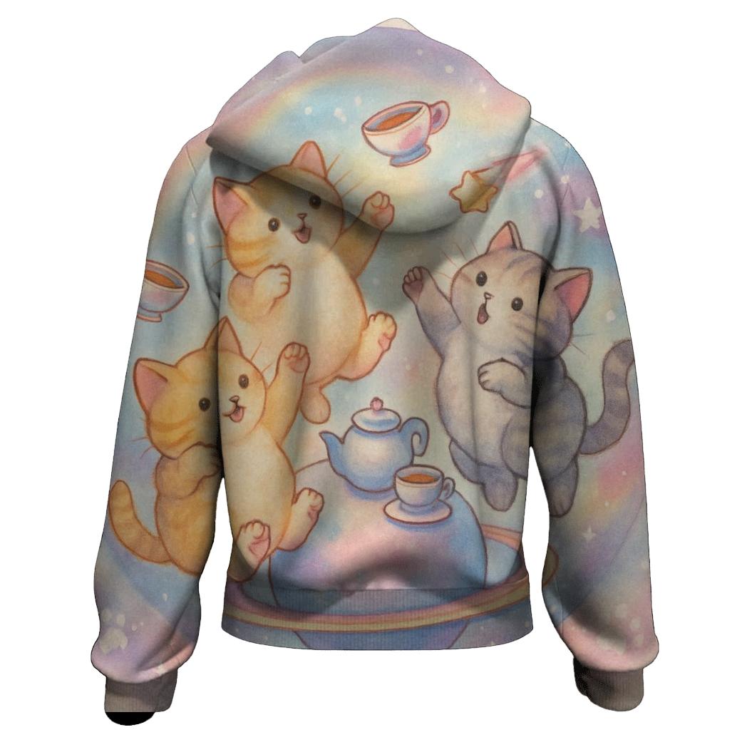 Cosmic Tea Party Kittens designer hoodies
