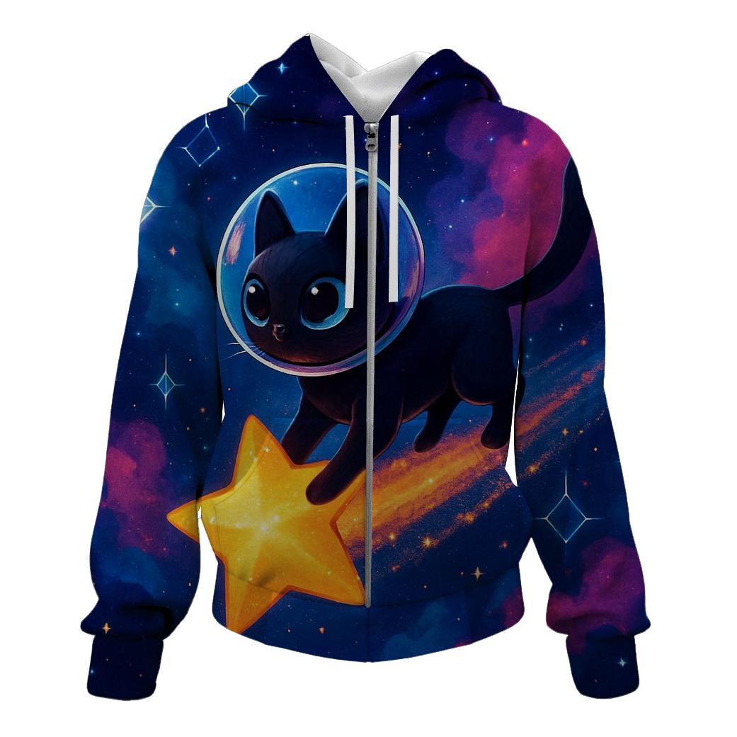 Nebula Navigator Cat zip-up hoodies