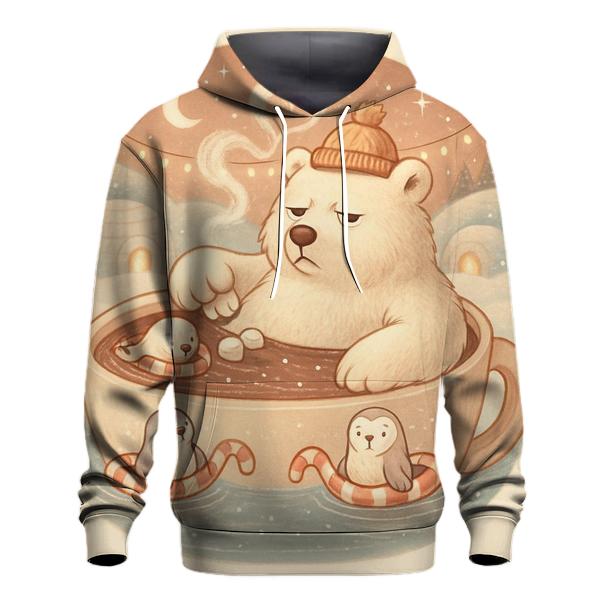 Grumpy Polar Bear Hot Cocoa Spa printed hoodies