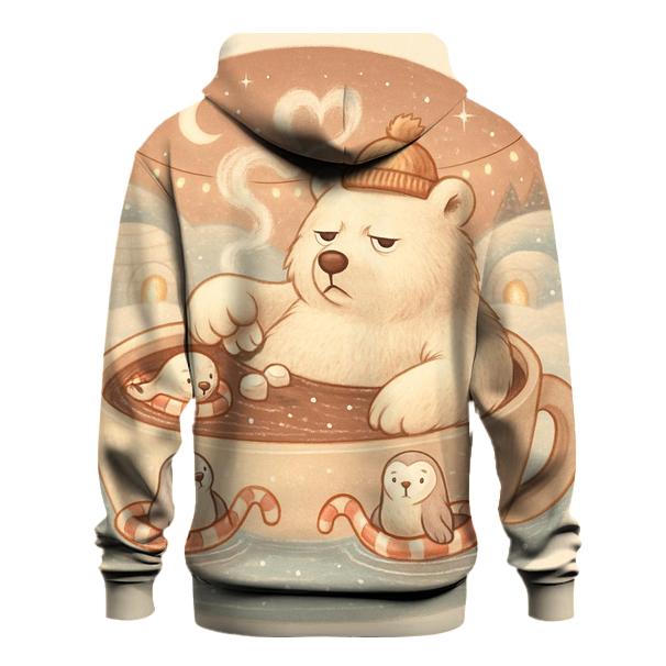 Grumpy Polar Bear Hot Cocoa Spa printed hoodies