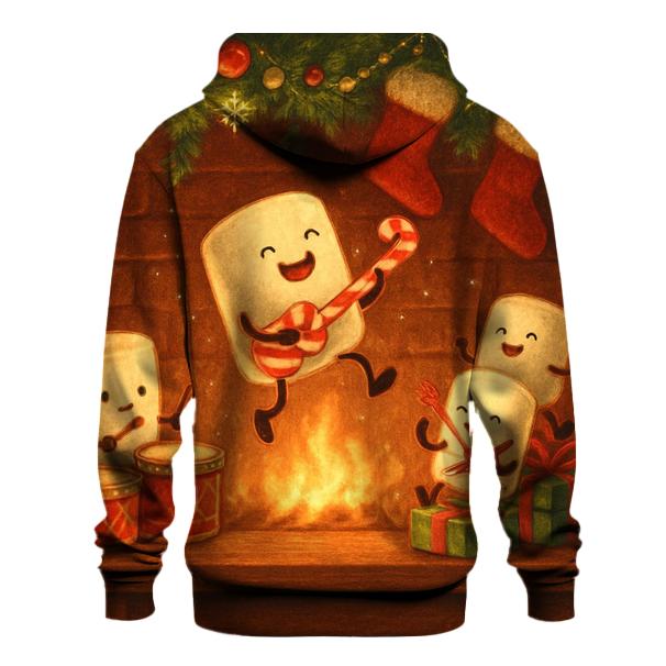 Festive Fireplace Marshmallow Band printed hoodies