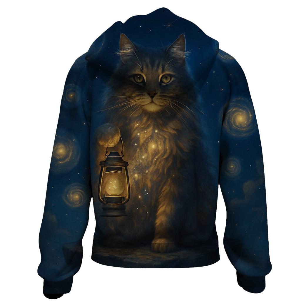 Galactic Lantern Keeper Cat embroidered hoodies