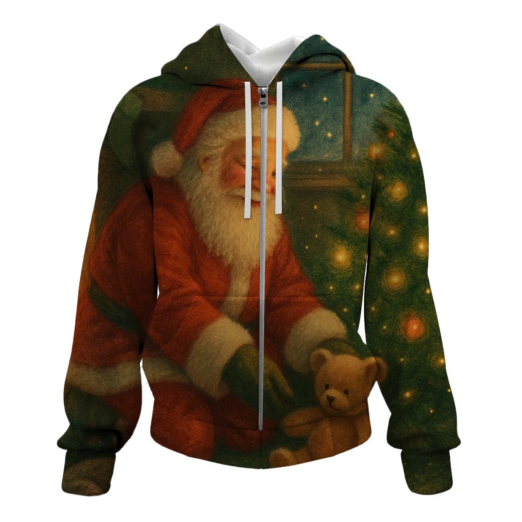 Cozy Storybook Fireplace Santa custom hoodies