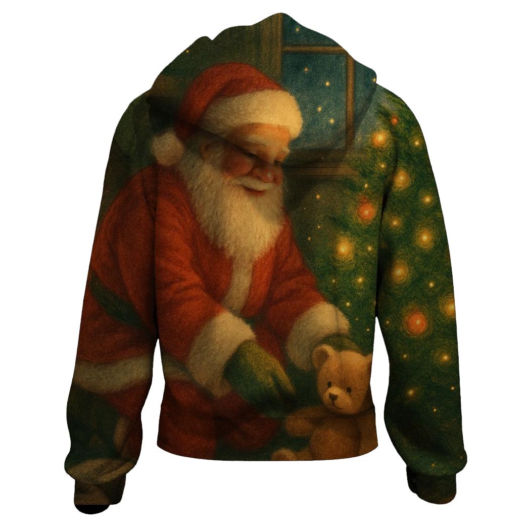 Cozy Storybook Fireplace Santa custom hoodies