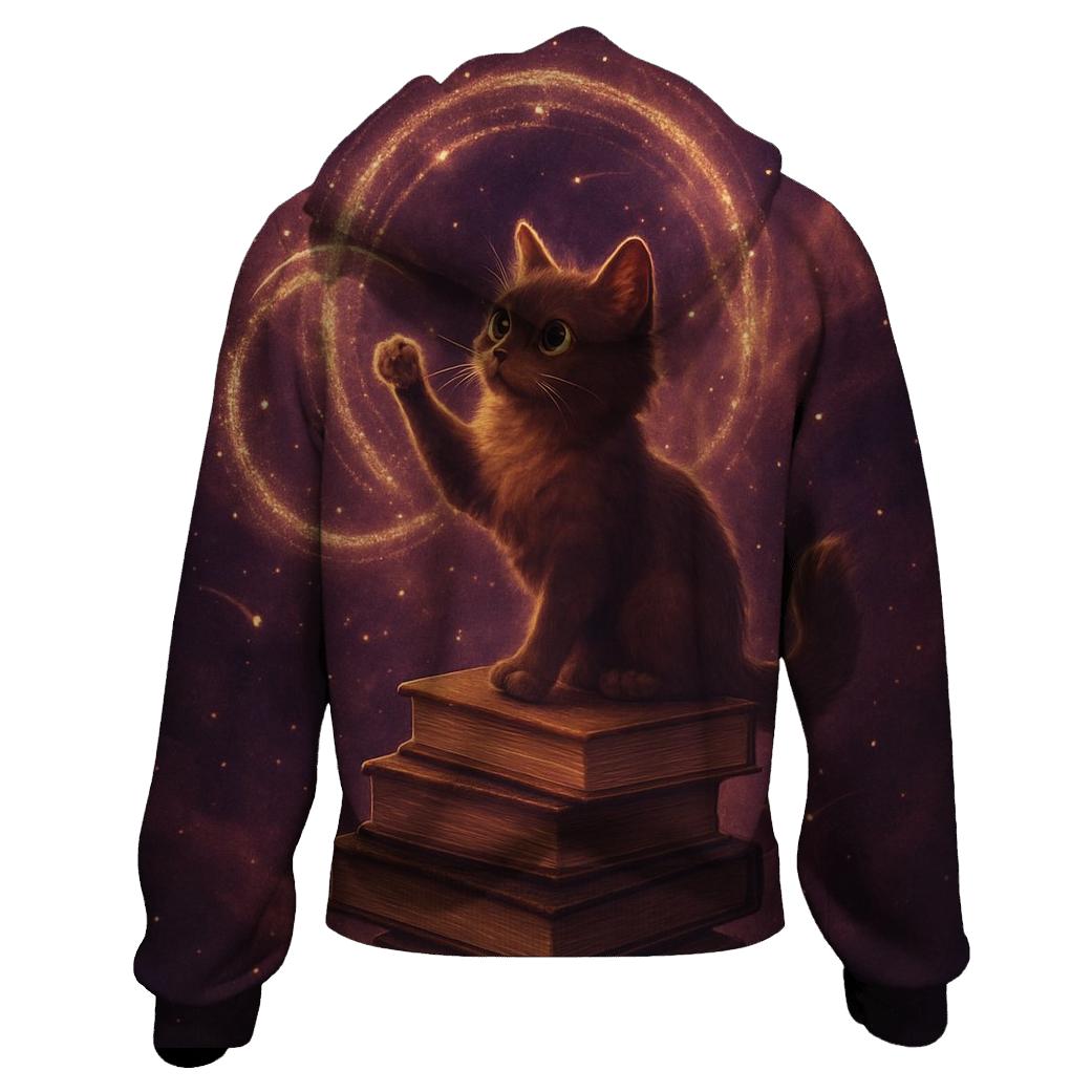 Time Ripple Library Cat premium hoodies