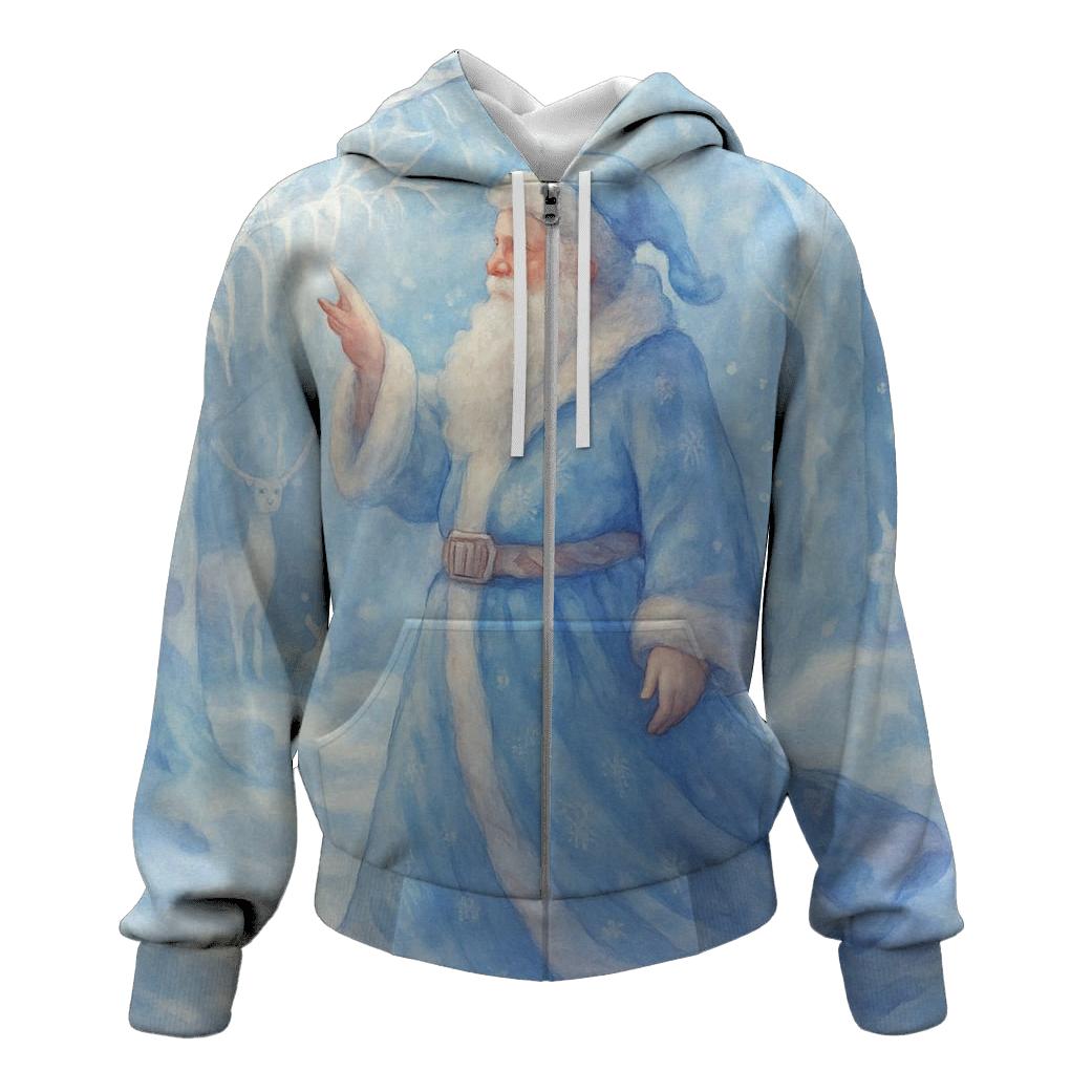 Frosted Crystal Forest Santa premium hoodies