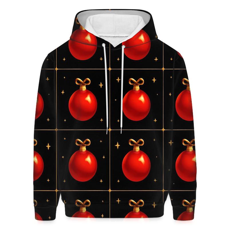 Crimson Ornaments Grid On Midnight Sky printed hoodies