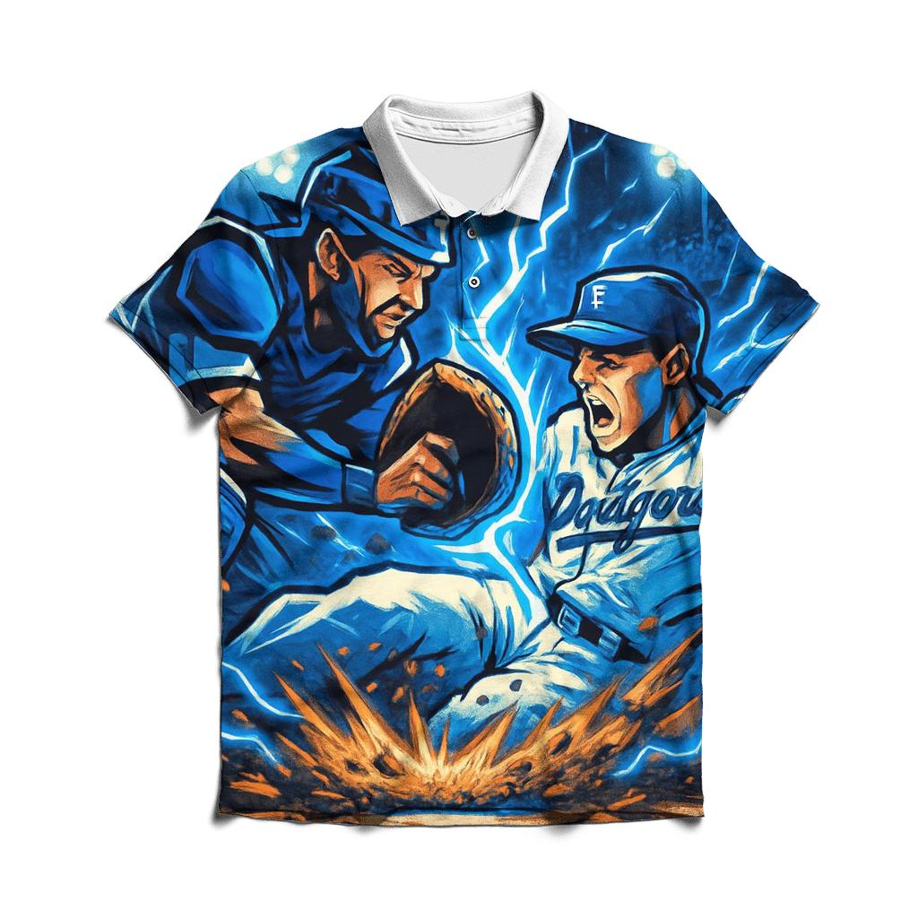 Blue Thunder Home Plate Collision embroidered polo tops