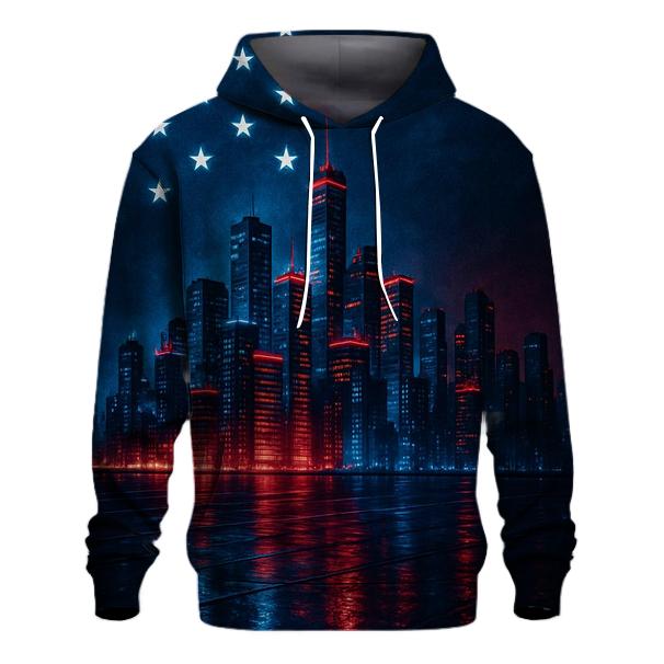 Neon Skyline Stripes At Midnight embroidered hoodies