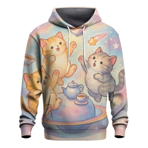 Cosmic Tea Party Kittens embroidered hoodies