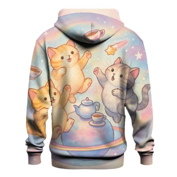 Cosmic Tea Party Kittens embroidered hoodies