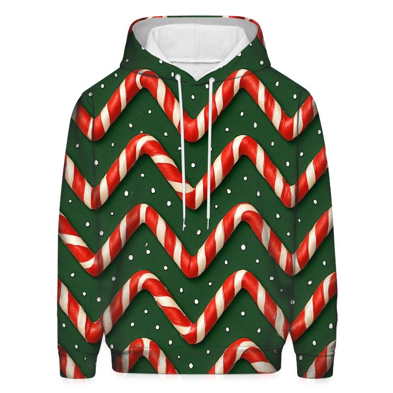 Candy Cane Chevron On Pine Green premium hoodies
