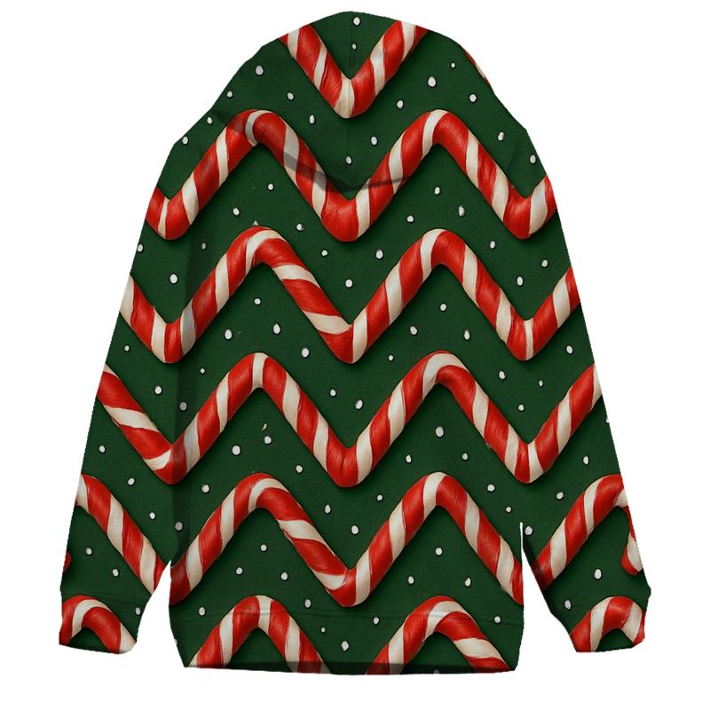 Candy Cane Chevron On Pine Green premium hoodies