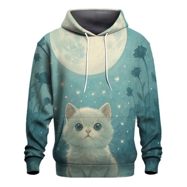 Moonlit Garden Stargazer Kitten designer hoodies