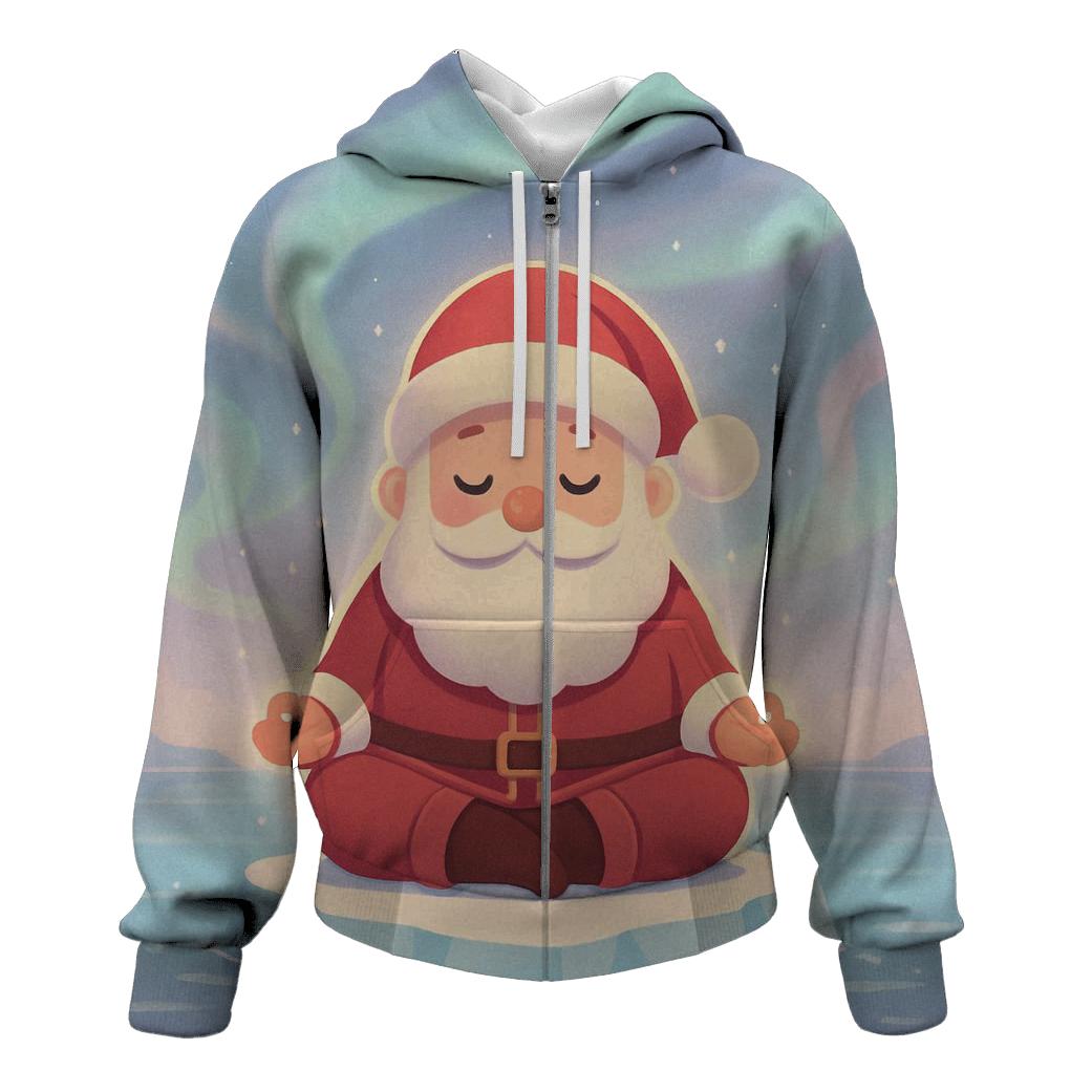 Polar Lights Meditation Santa graphic hoodies