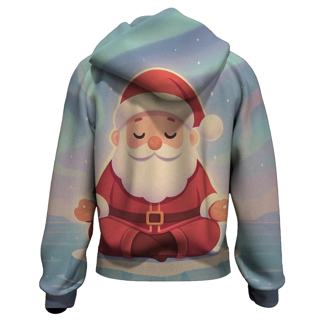 Polar Lights Meditation Santa graphic hoodies