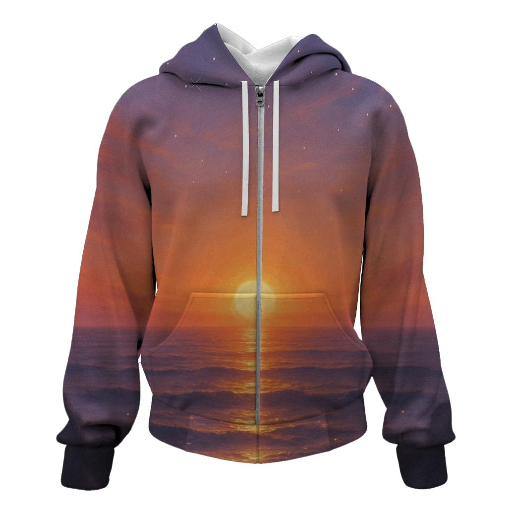 Celestial Tides At Dusk zip-up hoodies