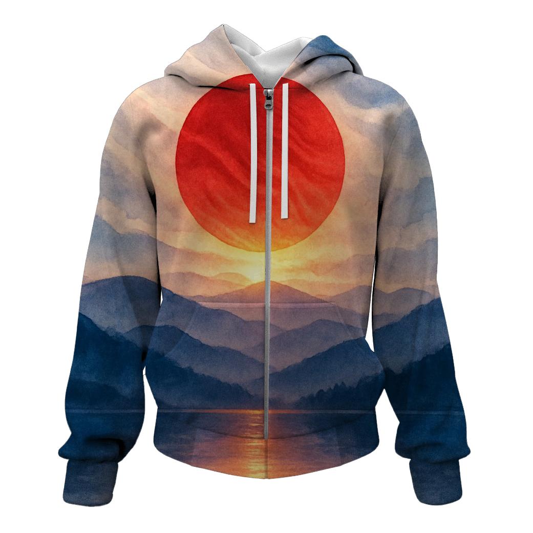 Aurora Of The Japanese Flag heavyweight hoodies