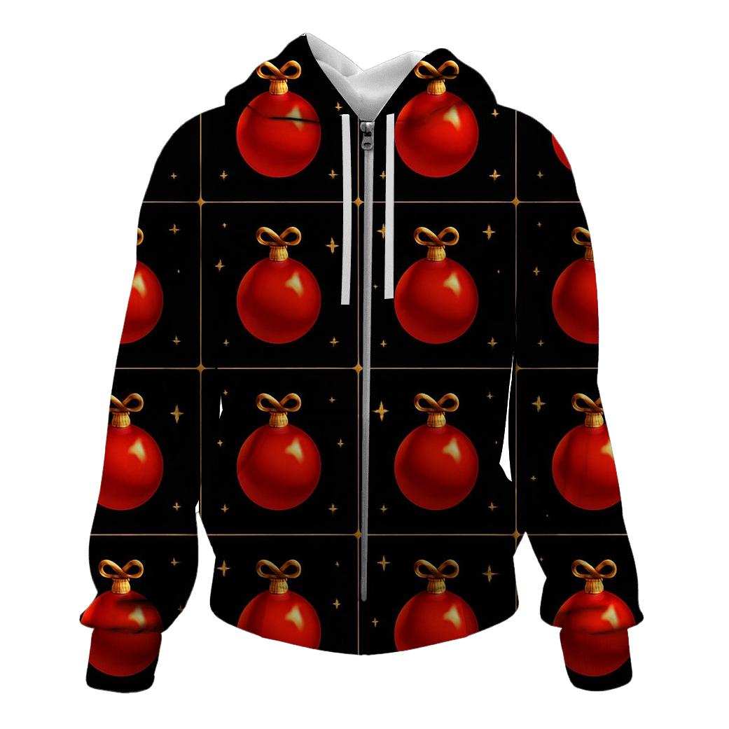 Crimson Ornaments Grid On Midnight Sky premium hoodies