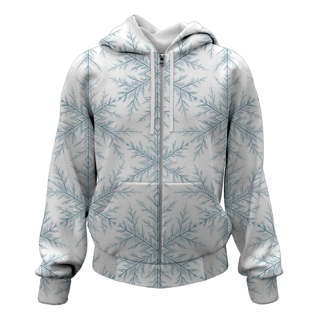 Snowflake Lattice On Icy White graphic hoodies