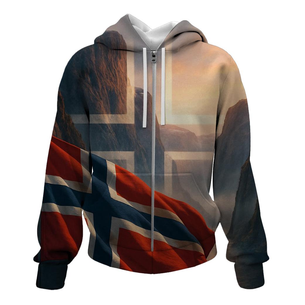 Norwegian Fjord Flag Winds printed hoodies