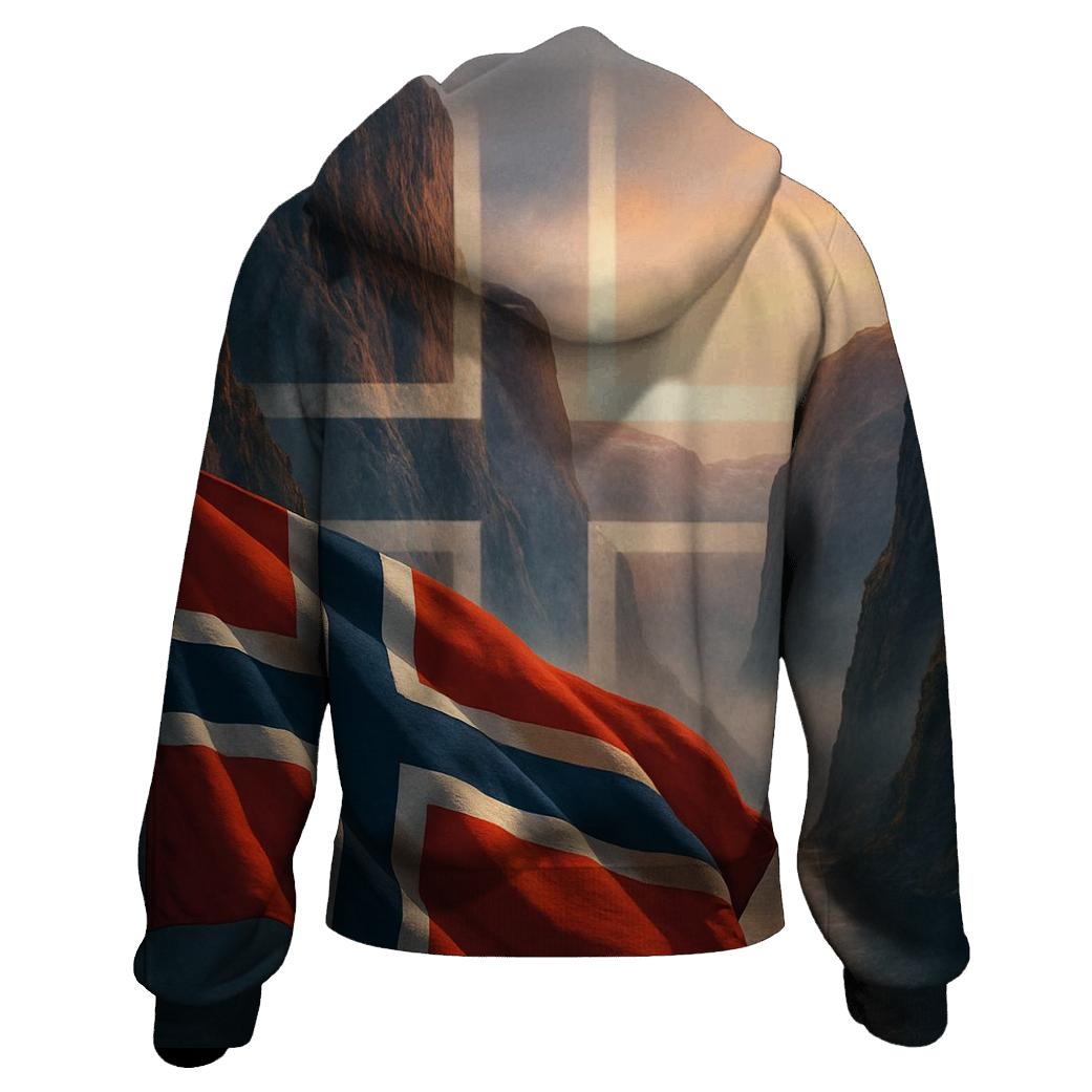 Norwegian Fjord Flag Winds printed hoodies