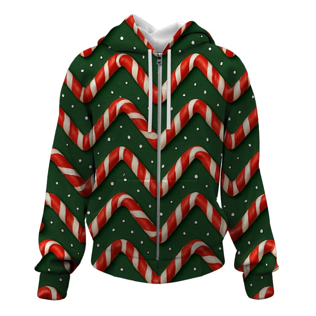 Candy Cane Chevron On Pine Green printed hoodies