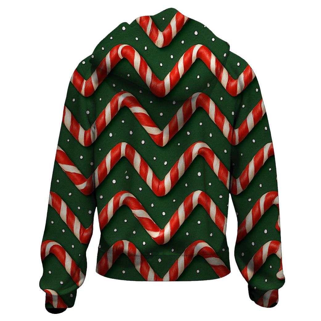 Candy Cane Chevron On Pine Green printed hoodies