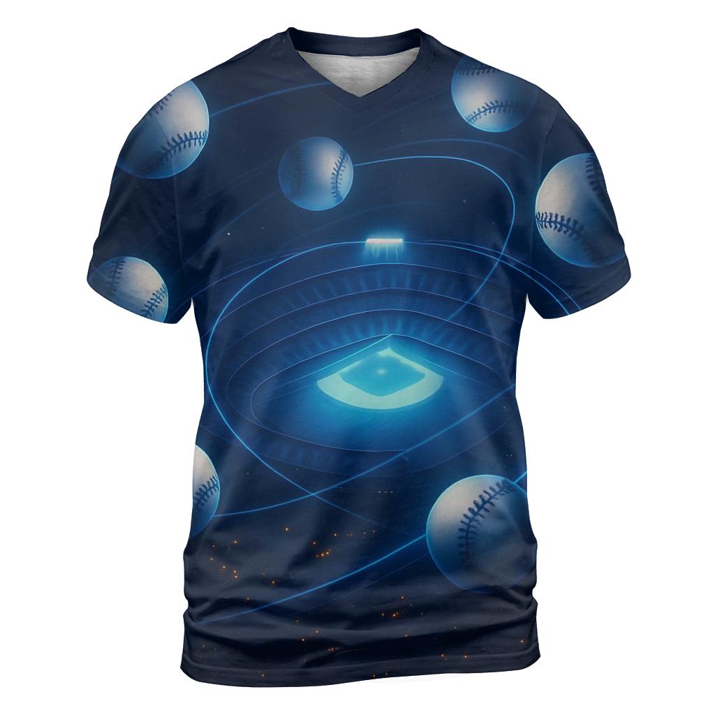 Orbiting Baseballs Over City Lights personalized full print shirts