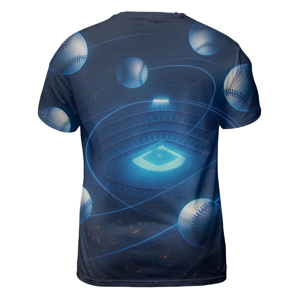 Orbiting Baseballs Over City Lights personalized full print shirts