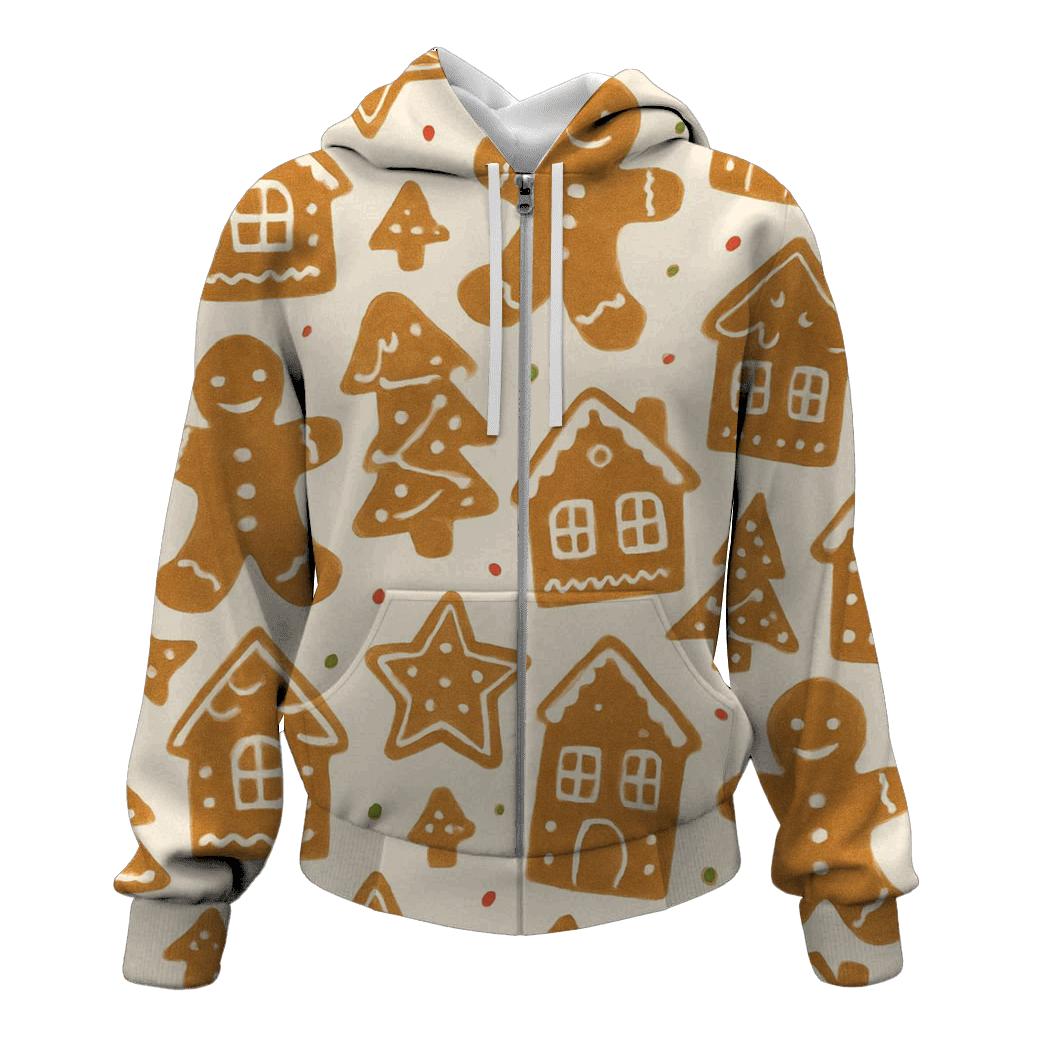 Gingerbread Village Scatter On Cream designer hoodies