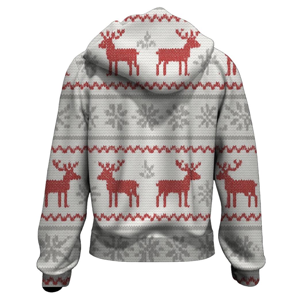 Nordic Reindeer Stripe On Snowfield White graphic hoodies
