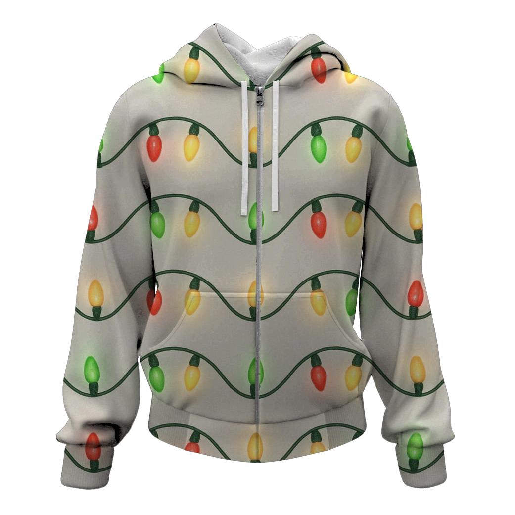 Christmas Lights Wave On Soft Gray heavyweight hoodies