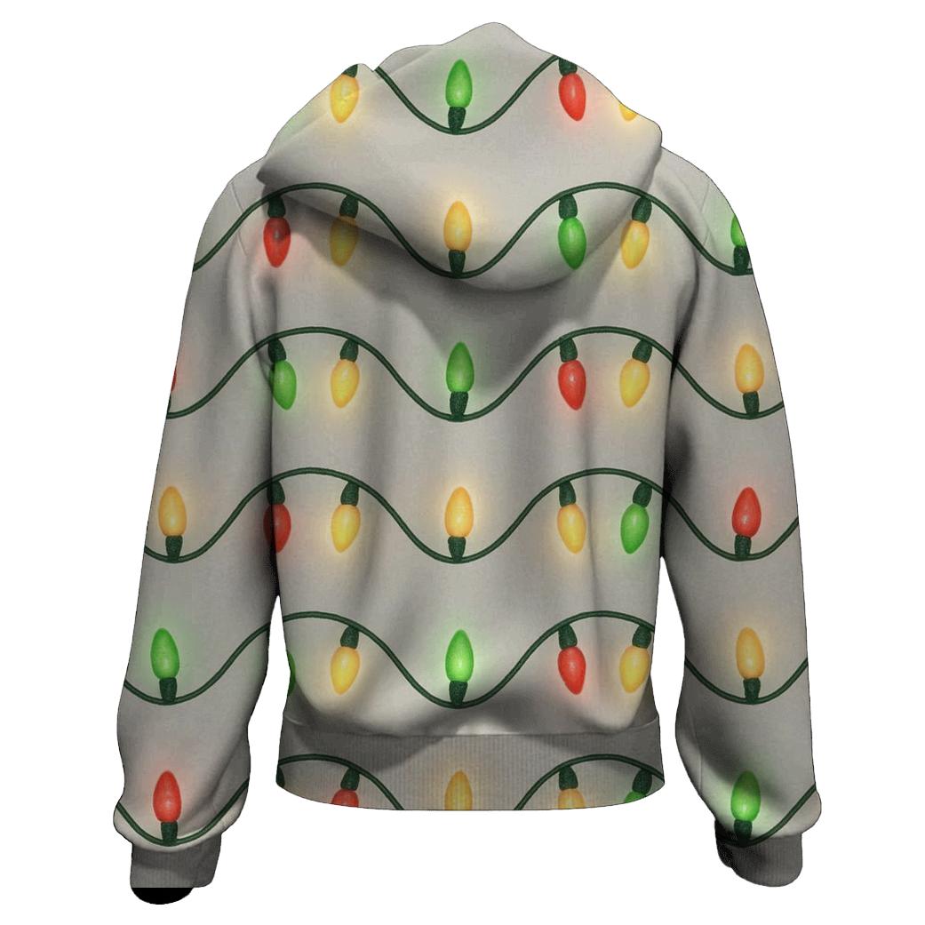 Christmas Lights Wave On Soft Gray heavyweight hoodies