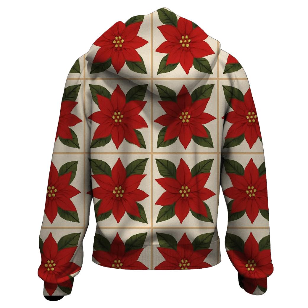 Poinsettia Starburst Tiles On Ivory hoodies fashion