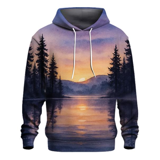 Twilight Pines And Glass Lake embroidered hoodies
