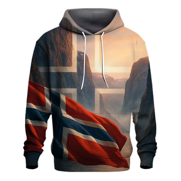 Norwegian Fjord Flag Winds embroidered hoodies