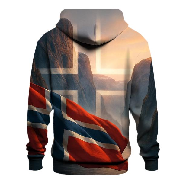 Norwegian Fjord Flag Winds embroidered hoodies