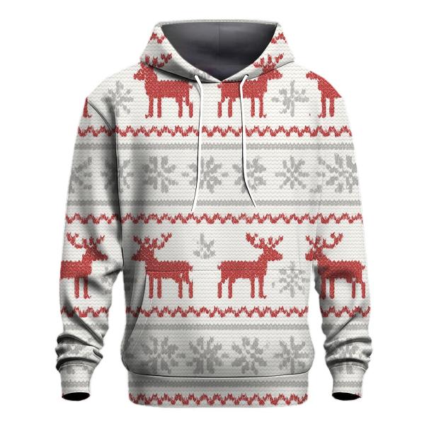 Nordic Reindeer Stripe On Snowfield White custom hoodies