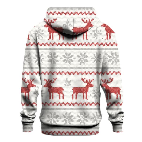 Nordic Reindeer Stripe On Snowfield White custom hoodies