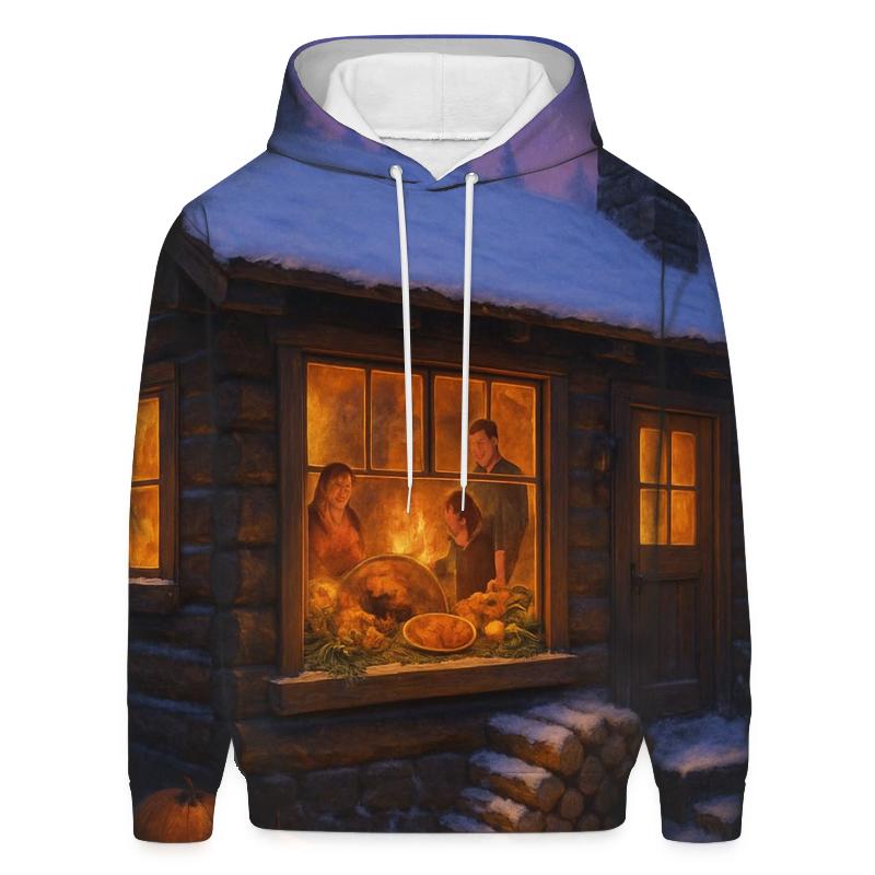 Cozy Cabin Snow Kissed Thanksgiving hoodie designs