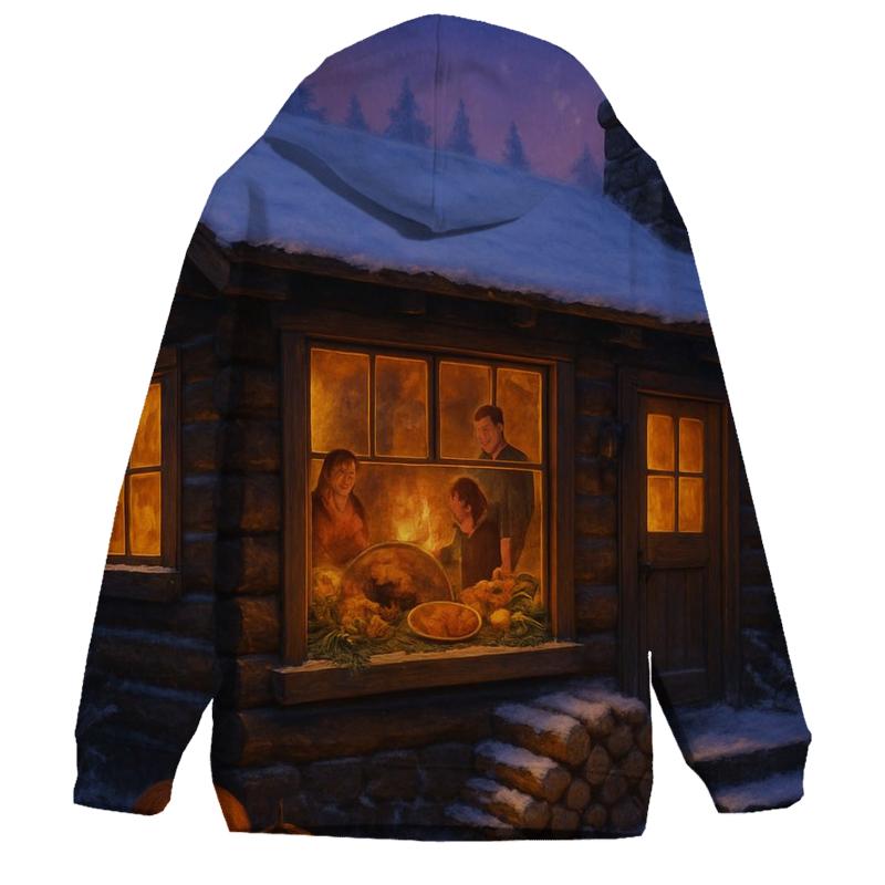 Cozy Cabin Snow Kissed Thanksgiving hoodie designs