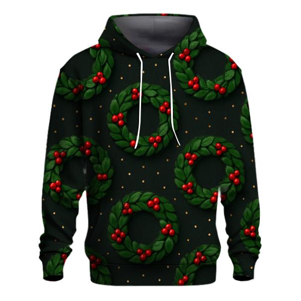 Emerald Holly Wreath Medallions On Charcoal hoodie trends