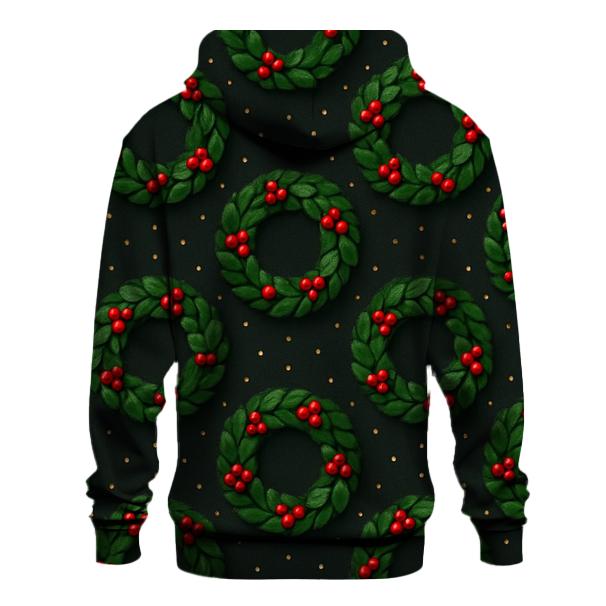 Emerald Holly Wreath Medallions On Charcoal hoodie trends