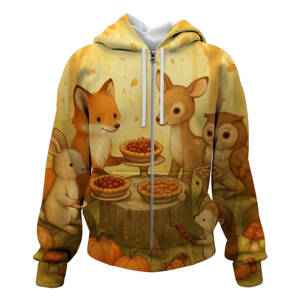 Woodland Friends Thanksgiving Picnic designer hoodies