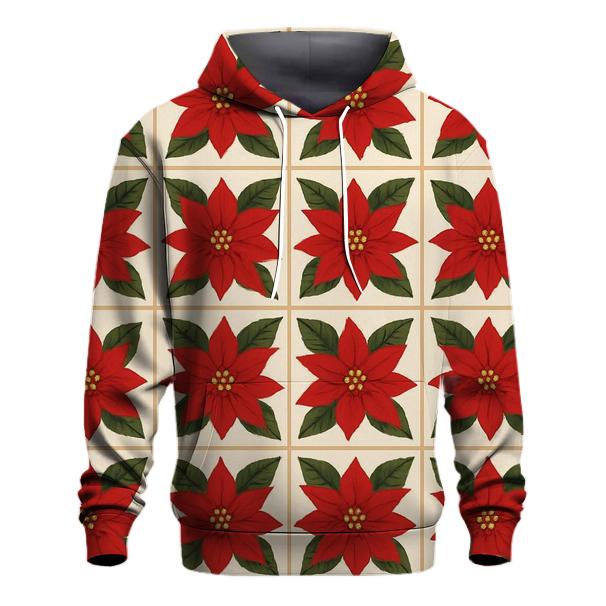 Poinsettia Starburst Tiles On Ivory pullover hoodies