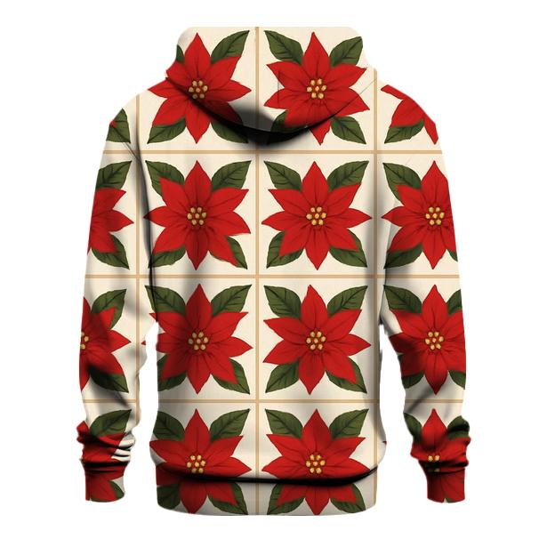 Poinsettia Starburst Tiles On Ivory pullover hoodies