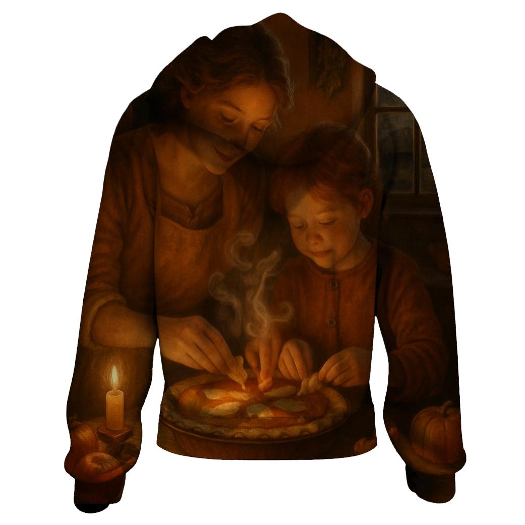 Candlelit Kitchen Pie Haven graphic hoodies